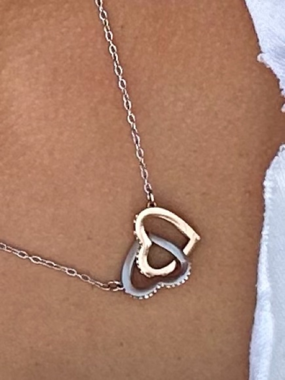 Interlocking Heart Pendant Necklace - Rose Gold & Silver